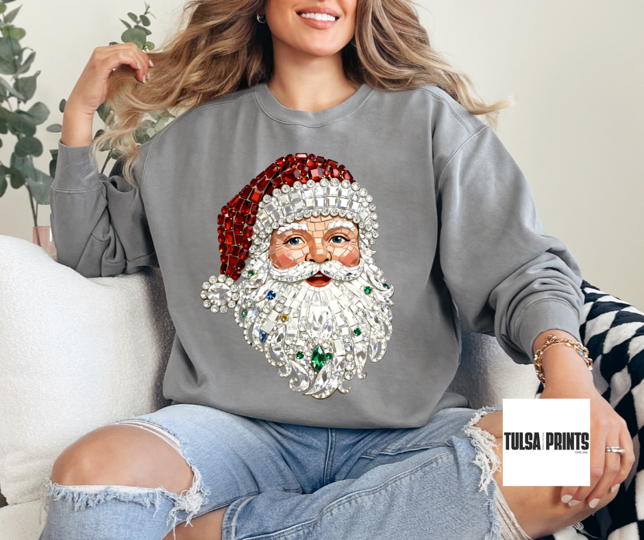 DTF BEJEWELED SANTA TRANSFER