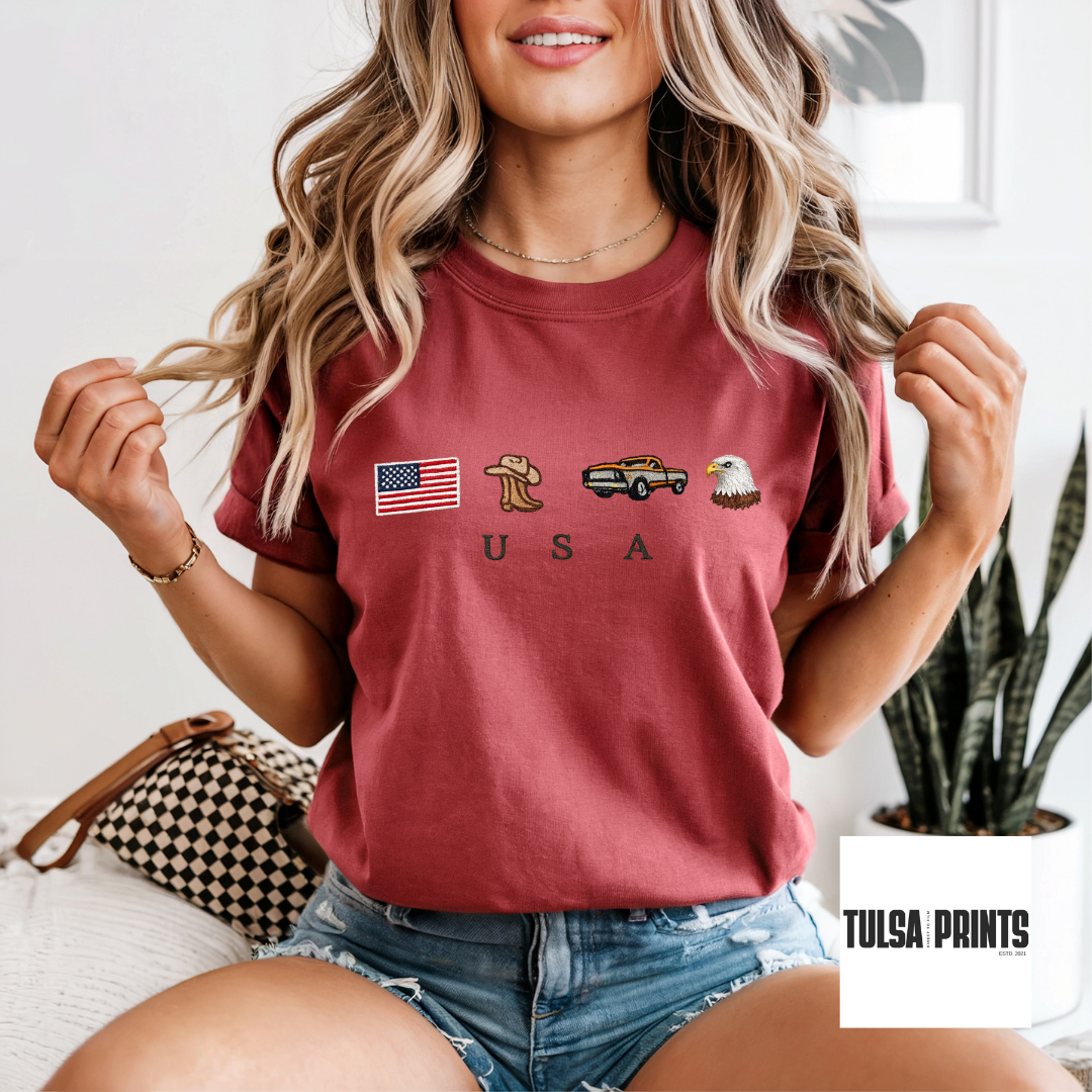 DTF USA FAUX EMBROIDERED TRANSFER