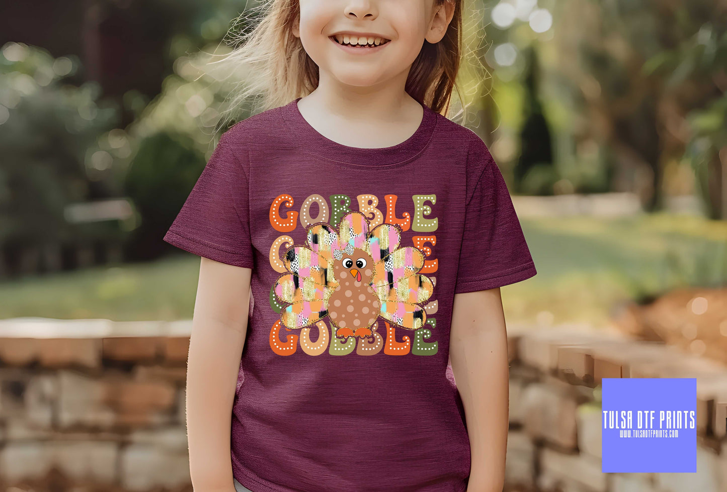 DTF GOBBLE STACKED TURKEY BRUSH STROKES TRANSFER