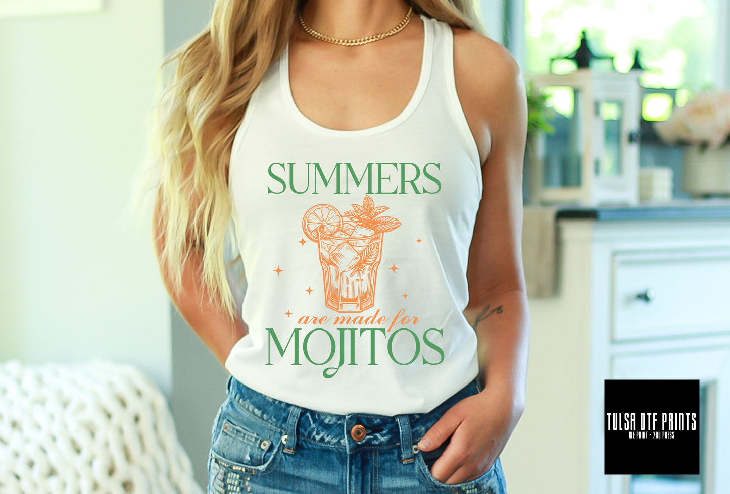 DTF RETRO SUMMERS ARE MADE FOR MOJITOS TRANSFER