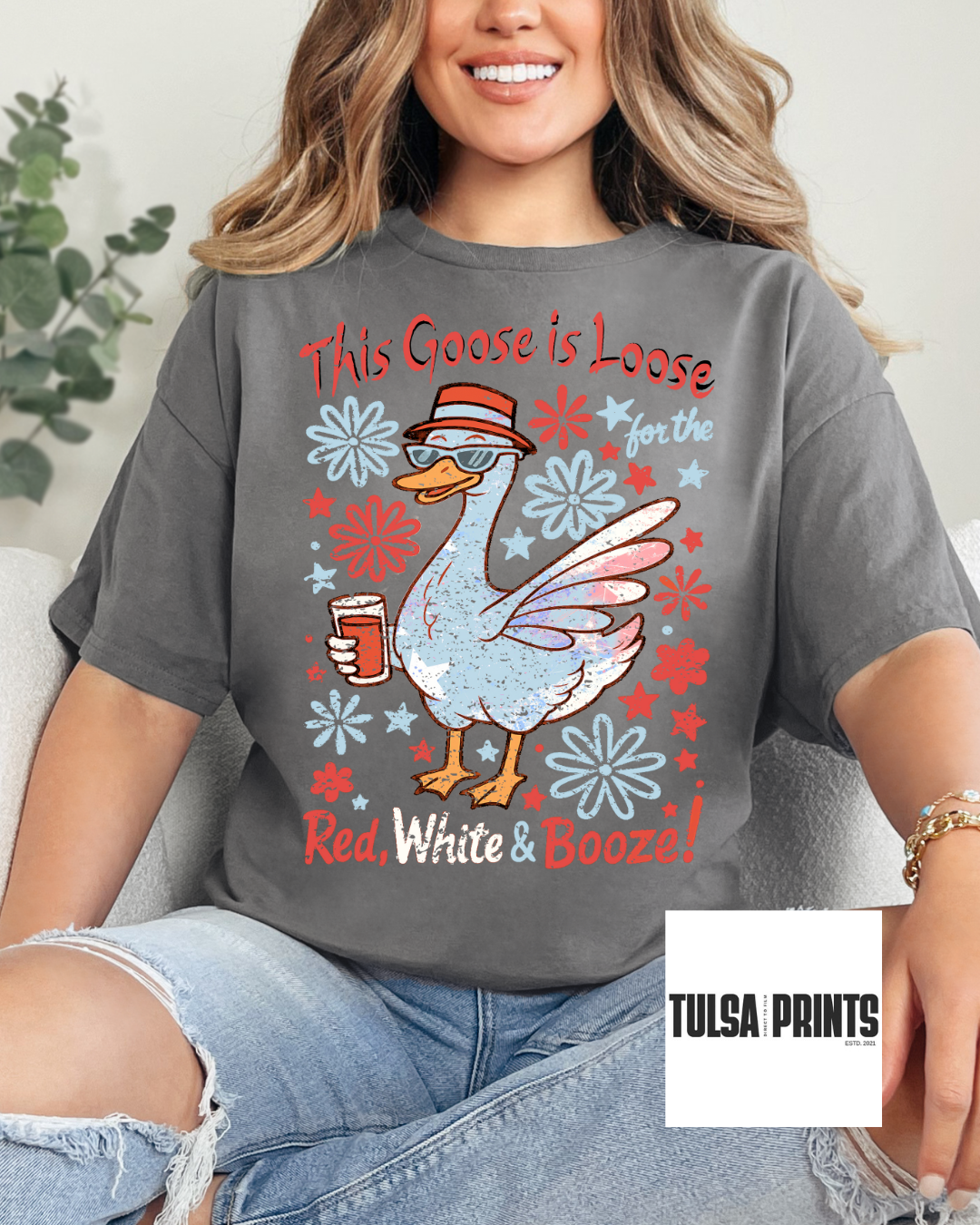 DTF LOOSEE GOOSE RED WHITE BLUE TRANSFER