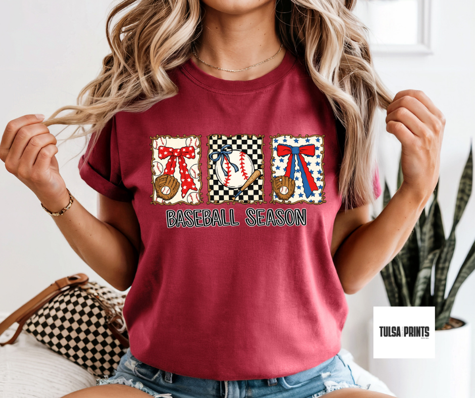 DTF VINTAGE BASEBALL SEASON BOW TRANSFER