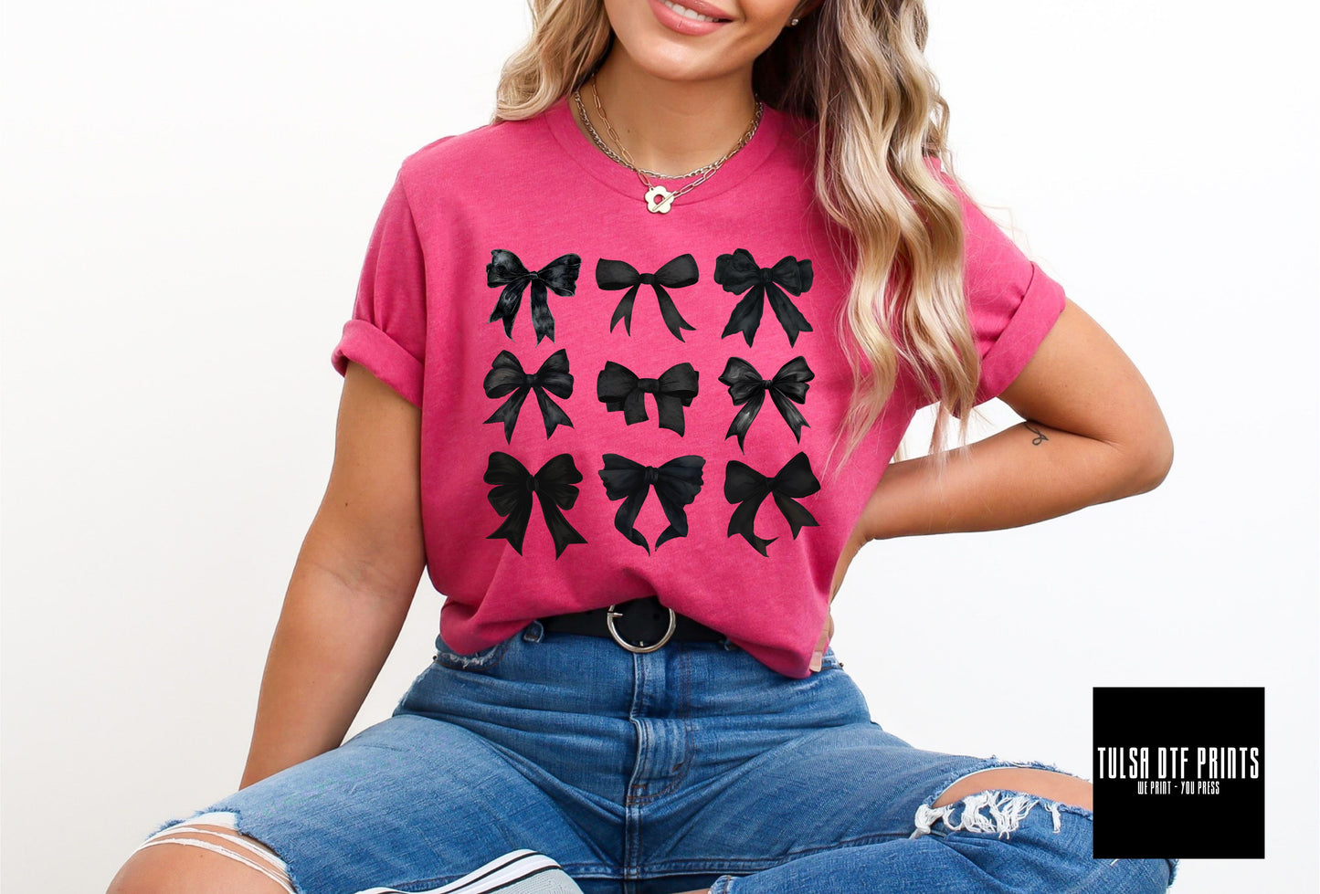 DTF BLACK BOWS COQUETTE TRANSFER