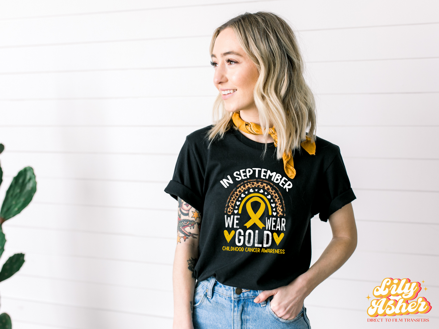 DTF IN SEPTEMBER WE WEAR GOLD CHILDHOOD CANCER AWARENESS TRANSFER