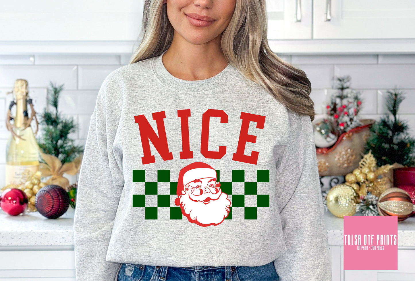 DTF SANTA RETRO NAUGHTY OR NICE (2 OPTIONS AVAIL.) TRANSFER