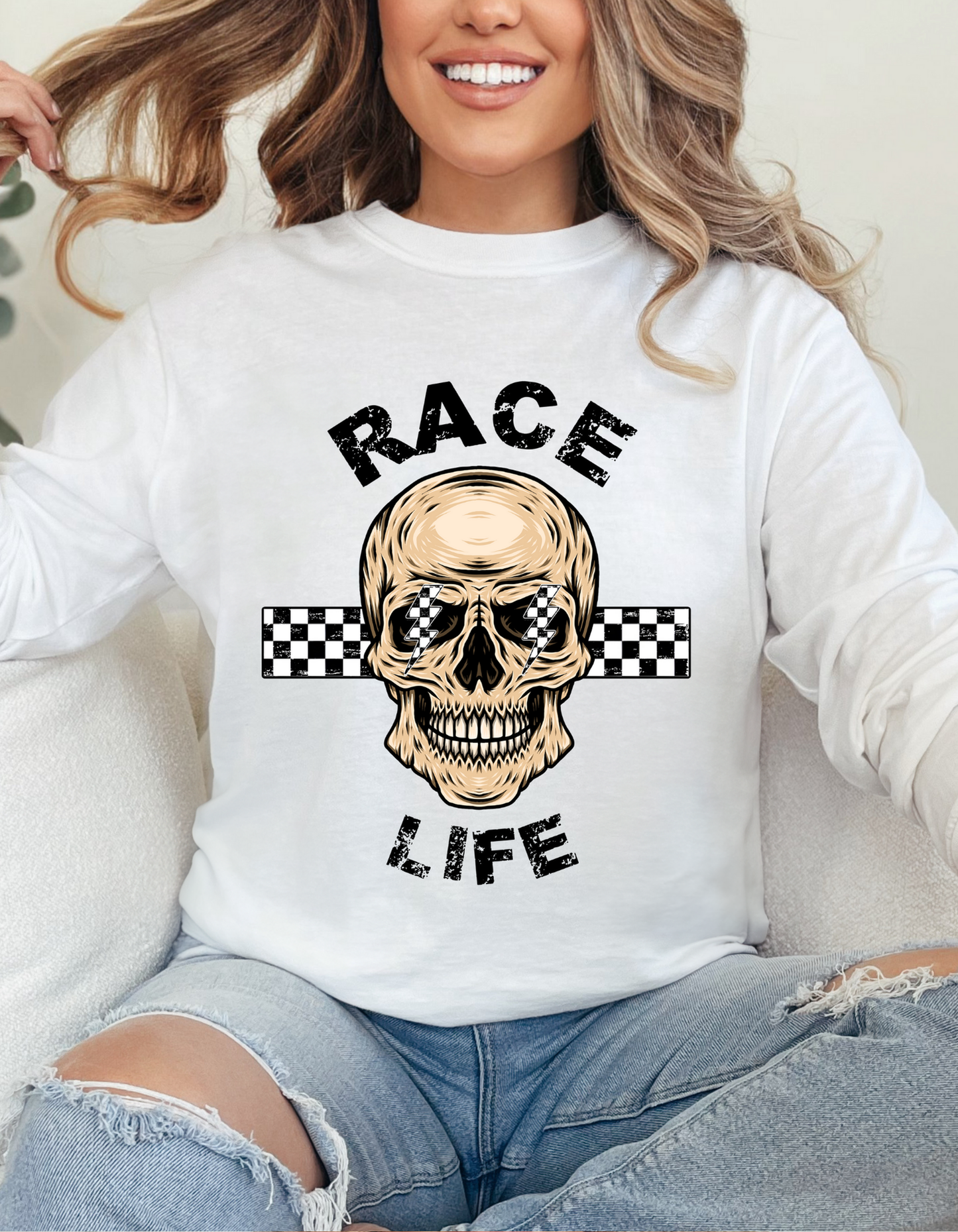 DTF RACE LIFE SKULL TRANSFER