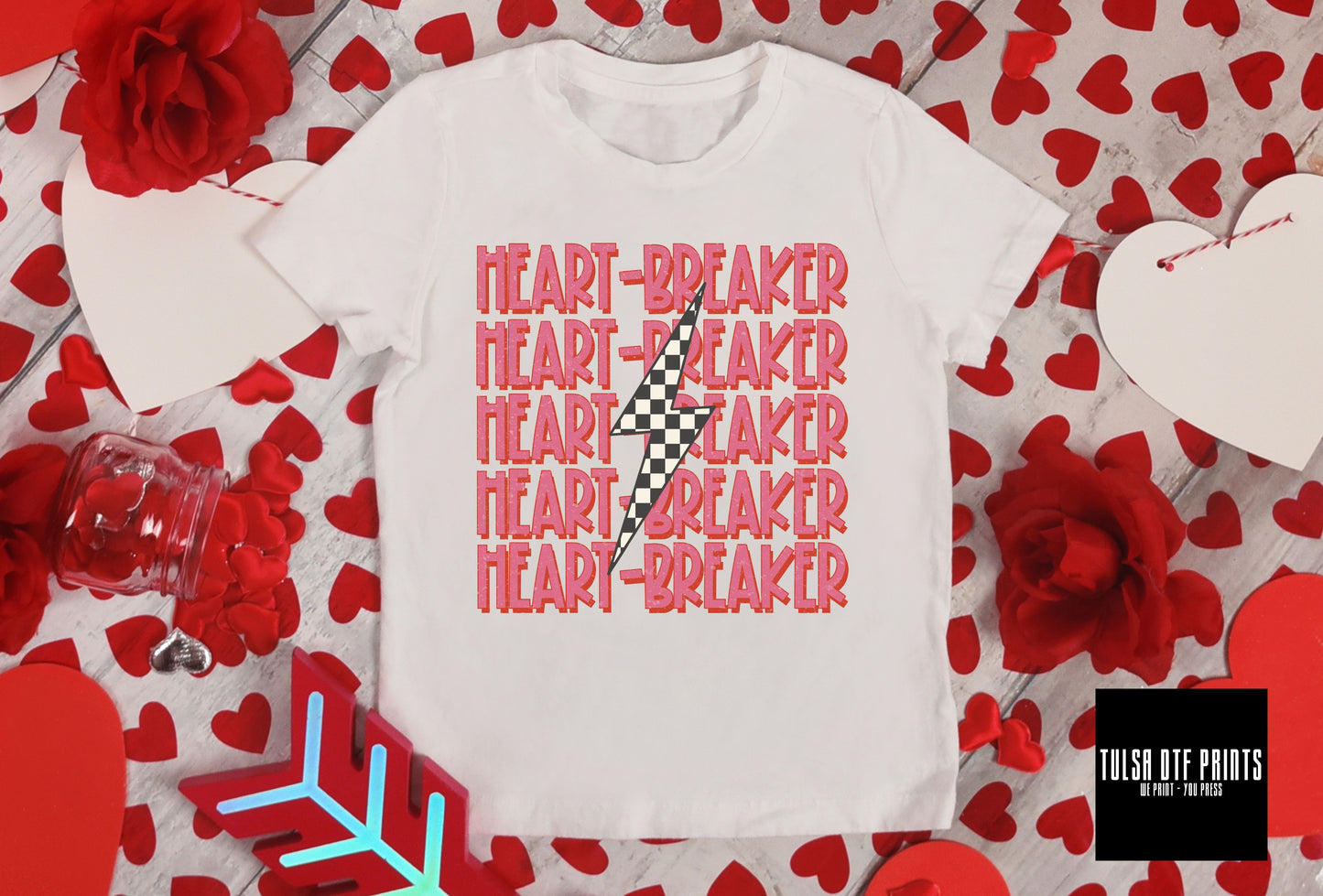 DTF HEART-BREAKER STACKED TEXT W/ LB TRANSFER