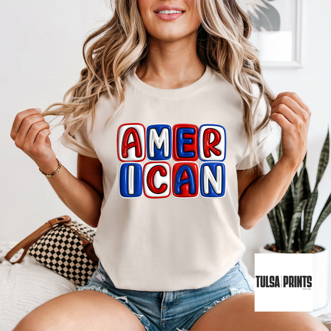 DTF AMERICAN 3D LETTERS TRANSFER