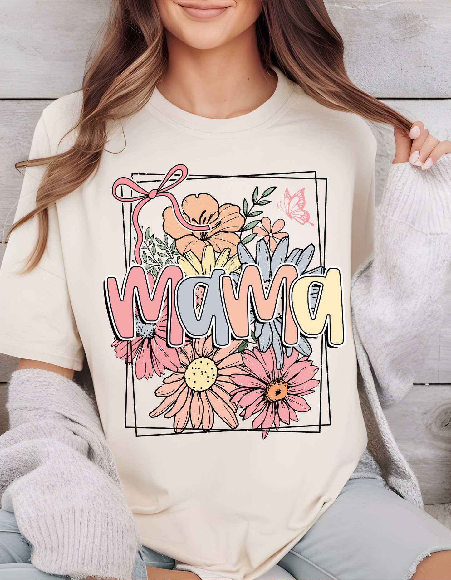 DTF MAMA PASTEL FLOWERS & BOWS TRANSFER