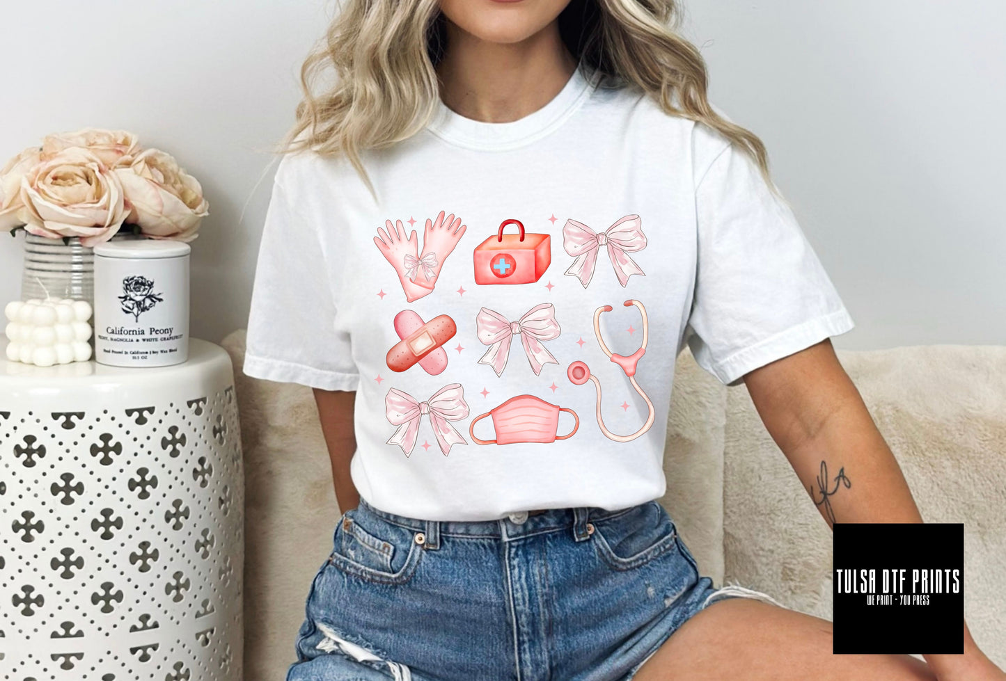 DTF COQUETTE NURSE PINK COLLAGE TRANSFER