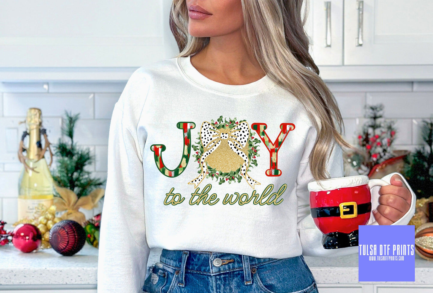DTF JOY TO THE WORLD BRUSH STROKES TRANSFER
