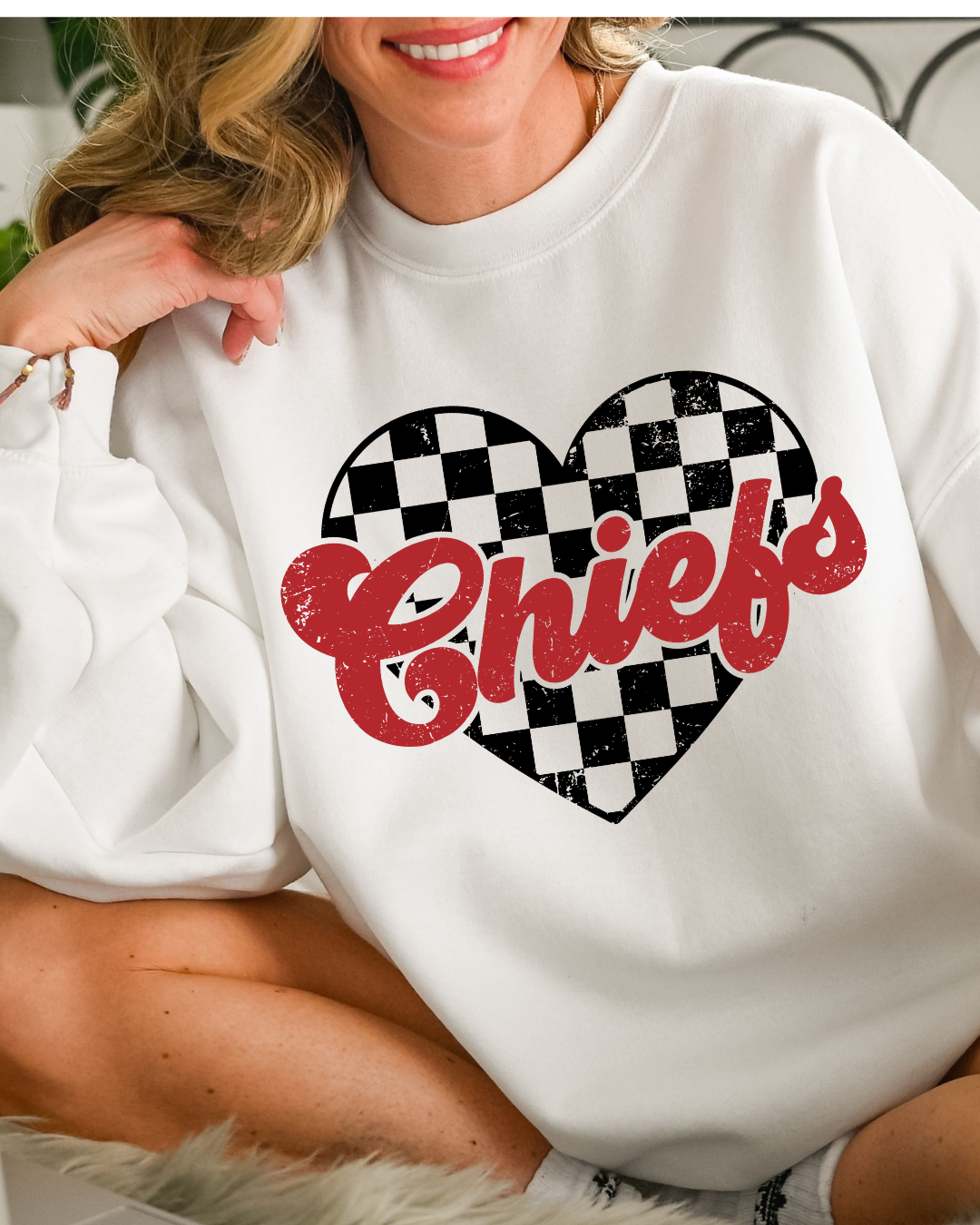 DTF CHIEFS CHECKERED HEART TRANSFER