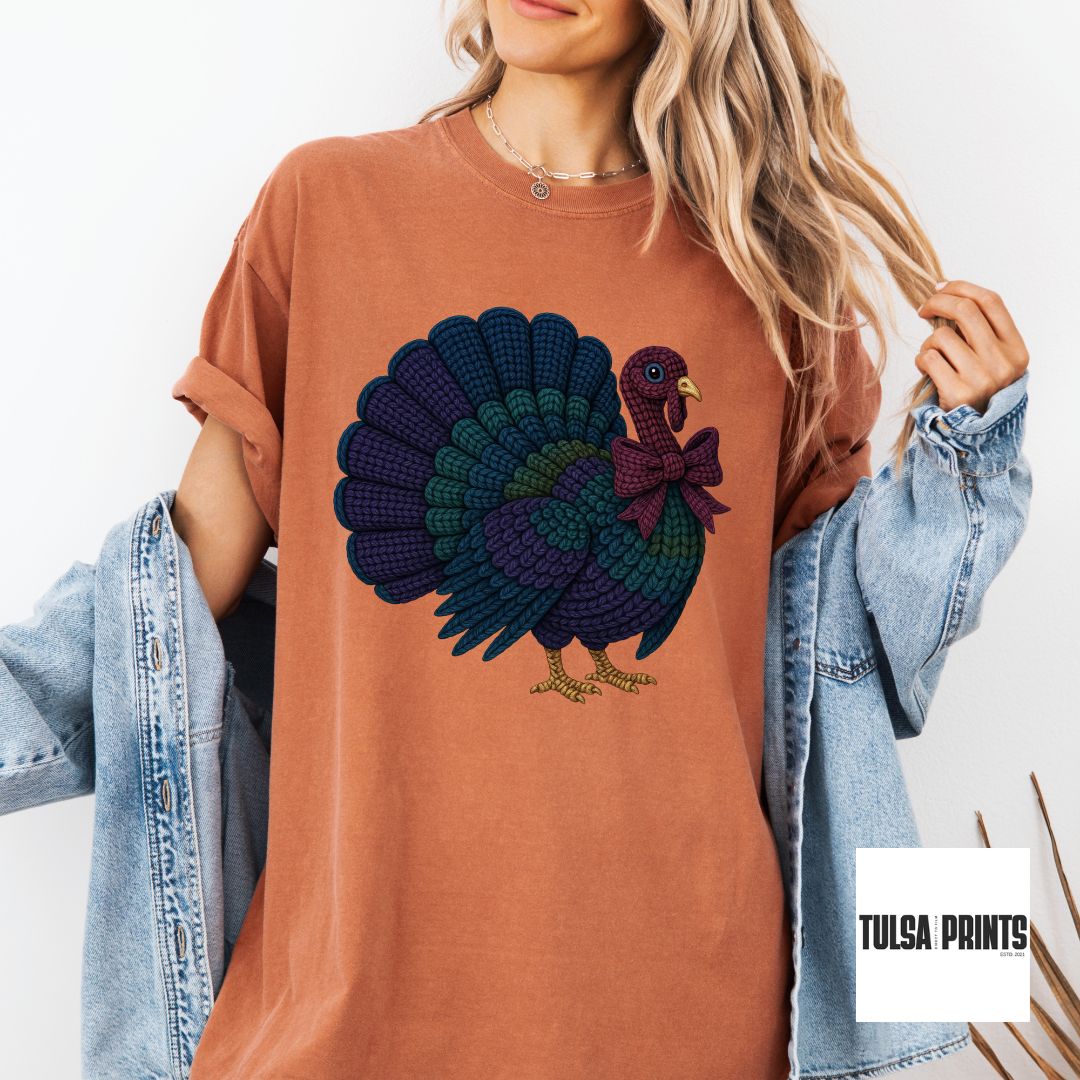 DTF COQUETTE TURKEY FAUX CROCHET TRANSFER (3 COLOR OPTIONS AVAIL.)