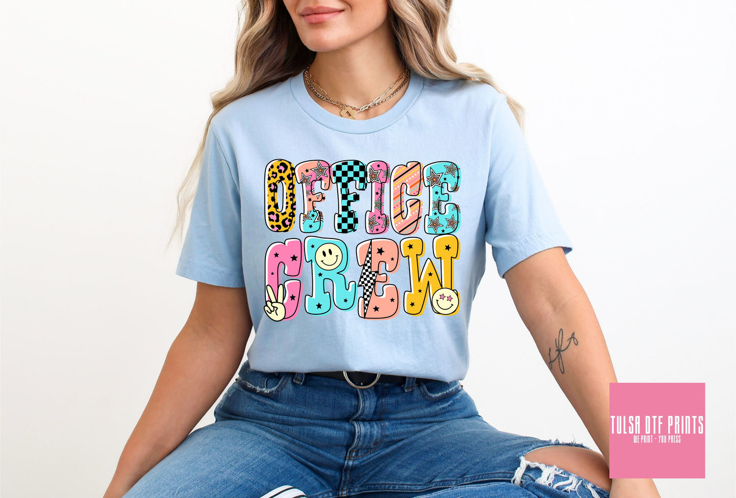 DTF OFFICE CREW GROOVY LETTER PATTERNS TRANSFER