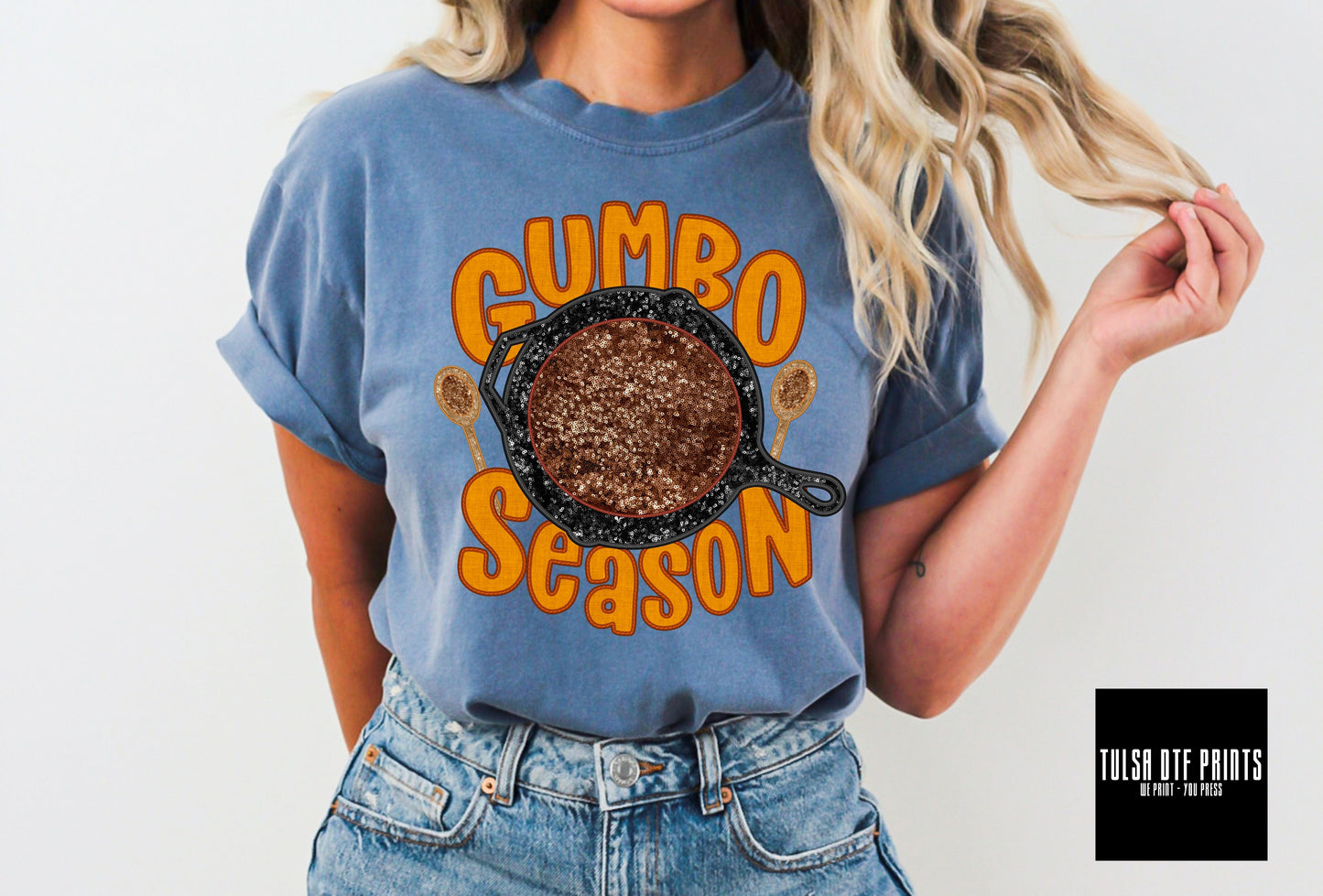 DTF GUMBO SEASON FAUX EMBROIDERY TRANSFER