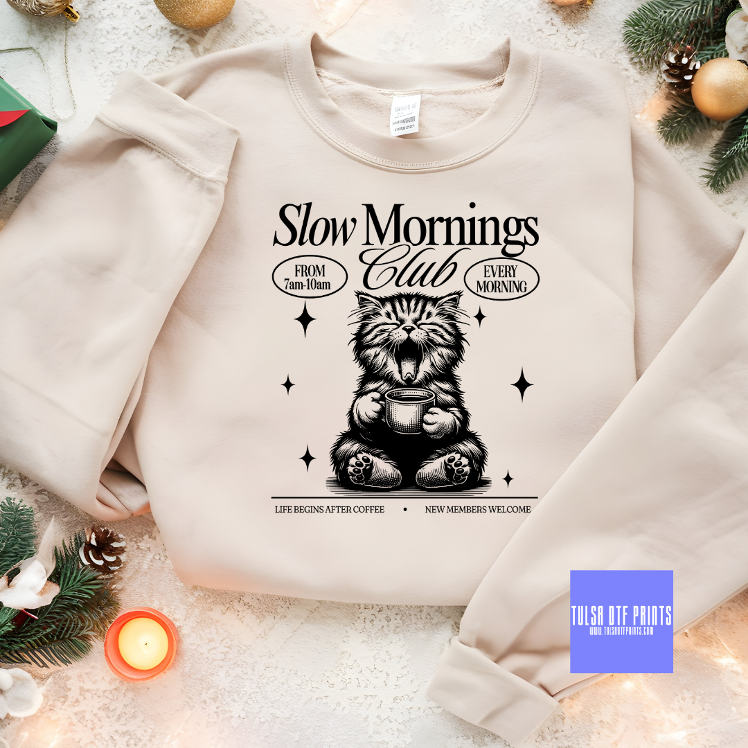 DTF SLOW MORINING CLUB CAT TRANSFER