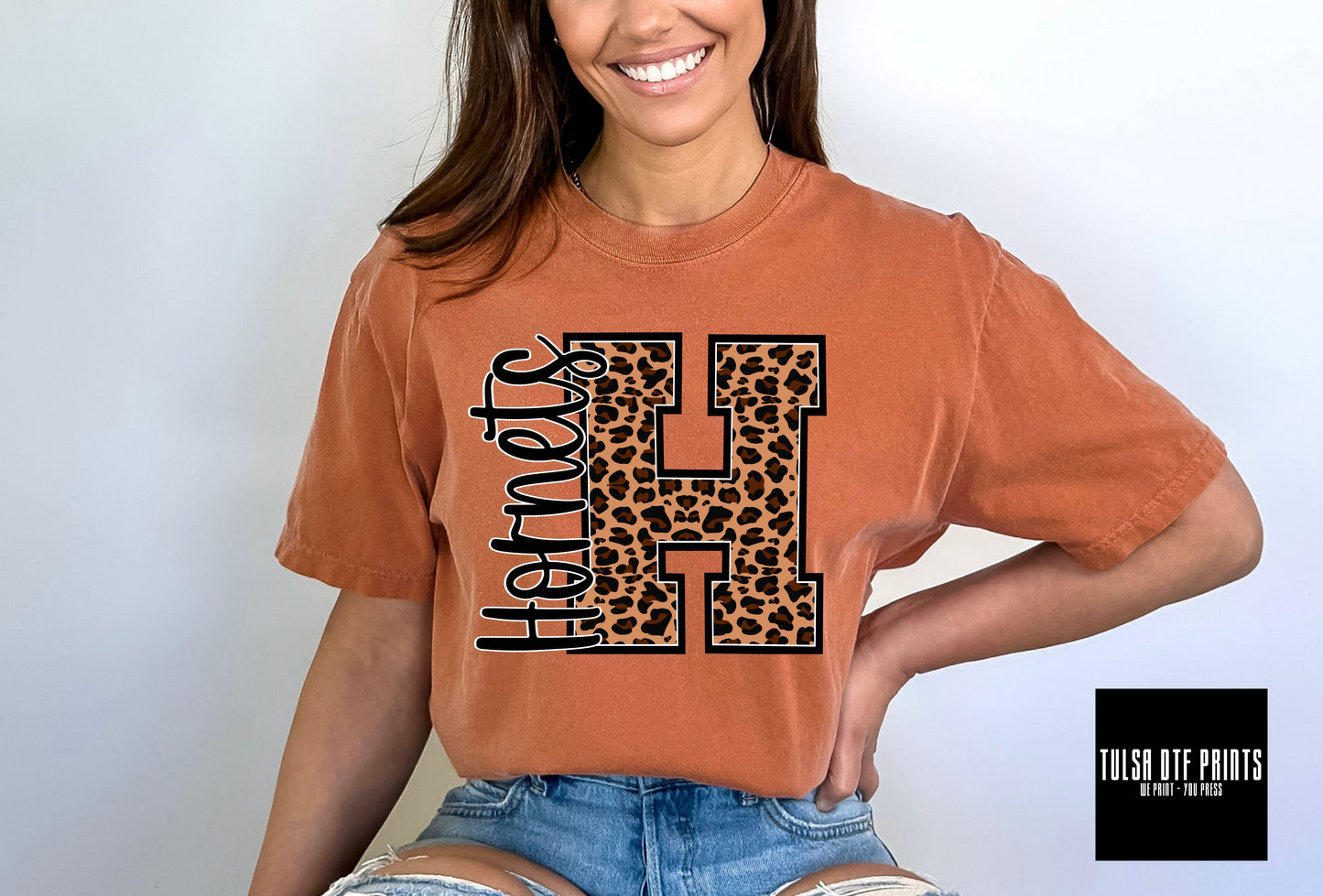 DTF HORNETS LEOPARD PRINT MASCOT TRANSFER