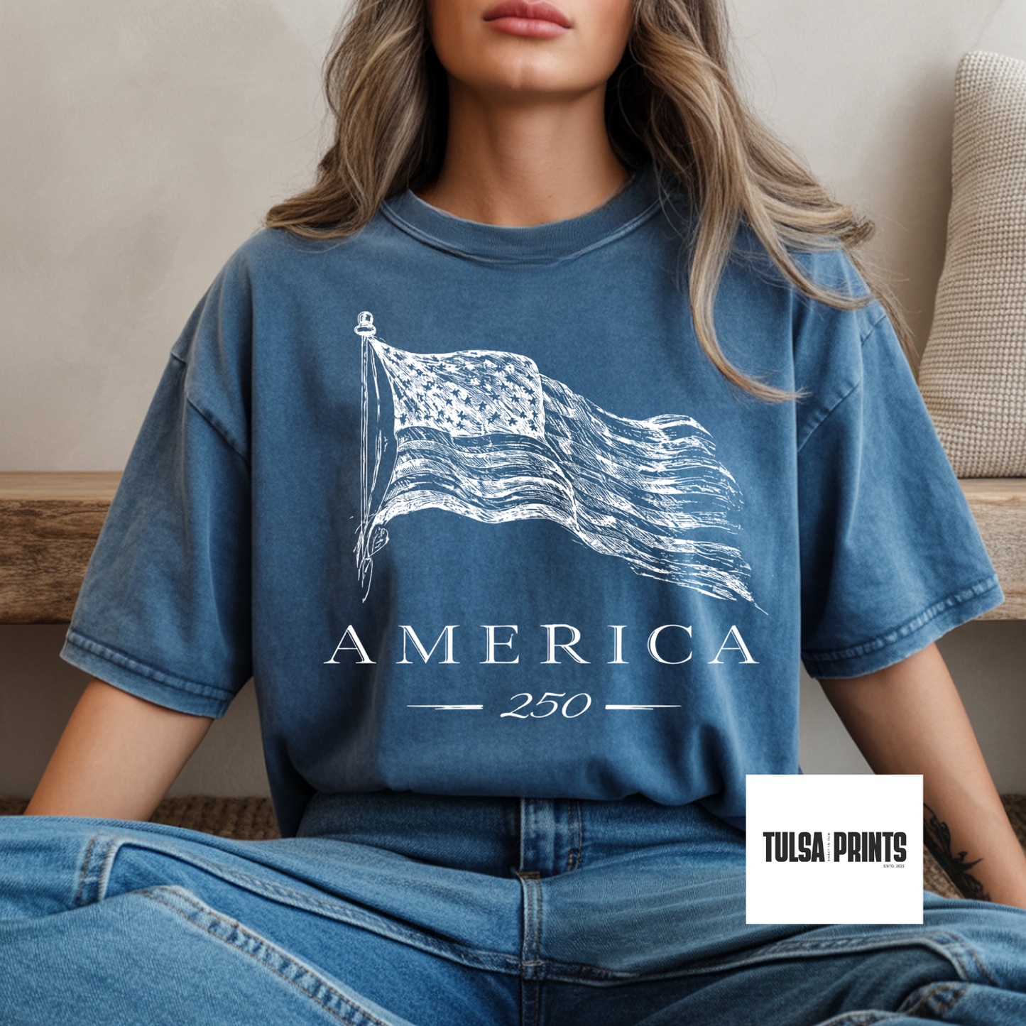 DTF HALFTONED AMERICAN FLAG TRANSFER