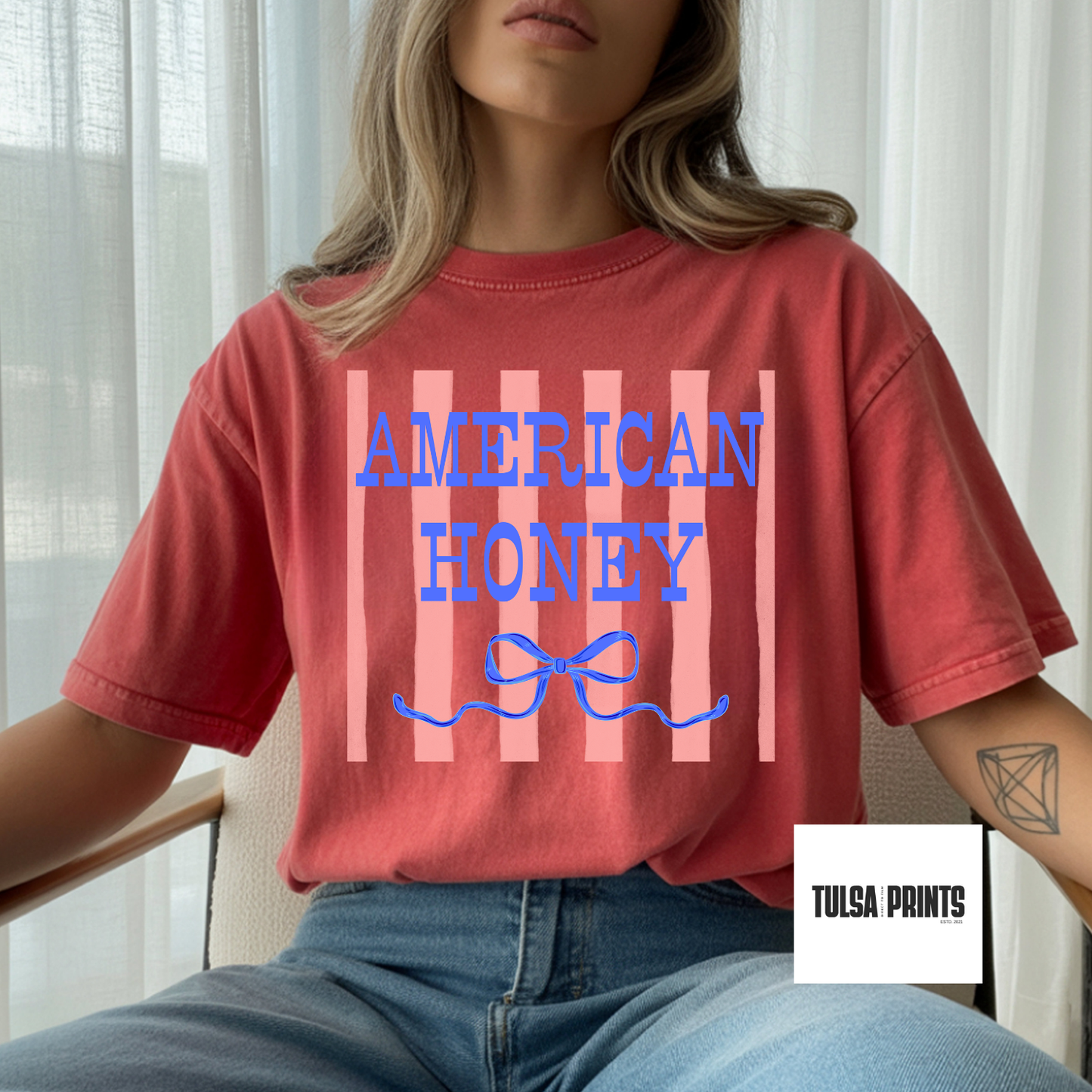 DTF AMERICAN HONEY STRIPS & BOW TRANSFER