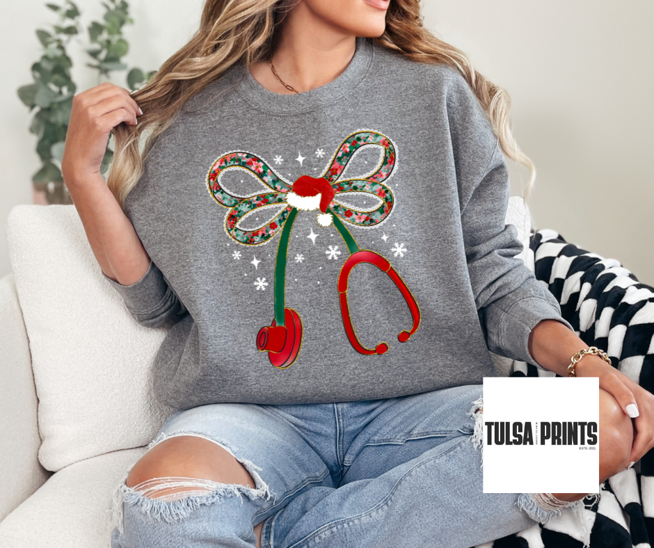 DTF CHRISTMAS NURSE BOW TRANSFER