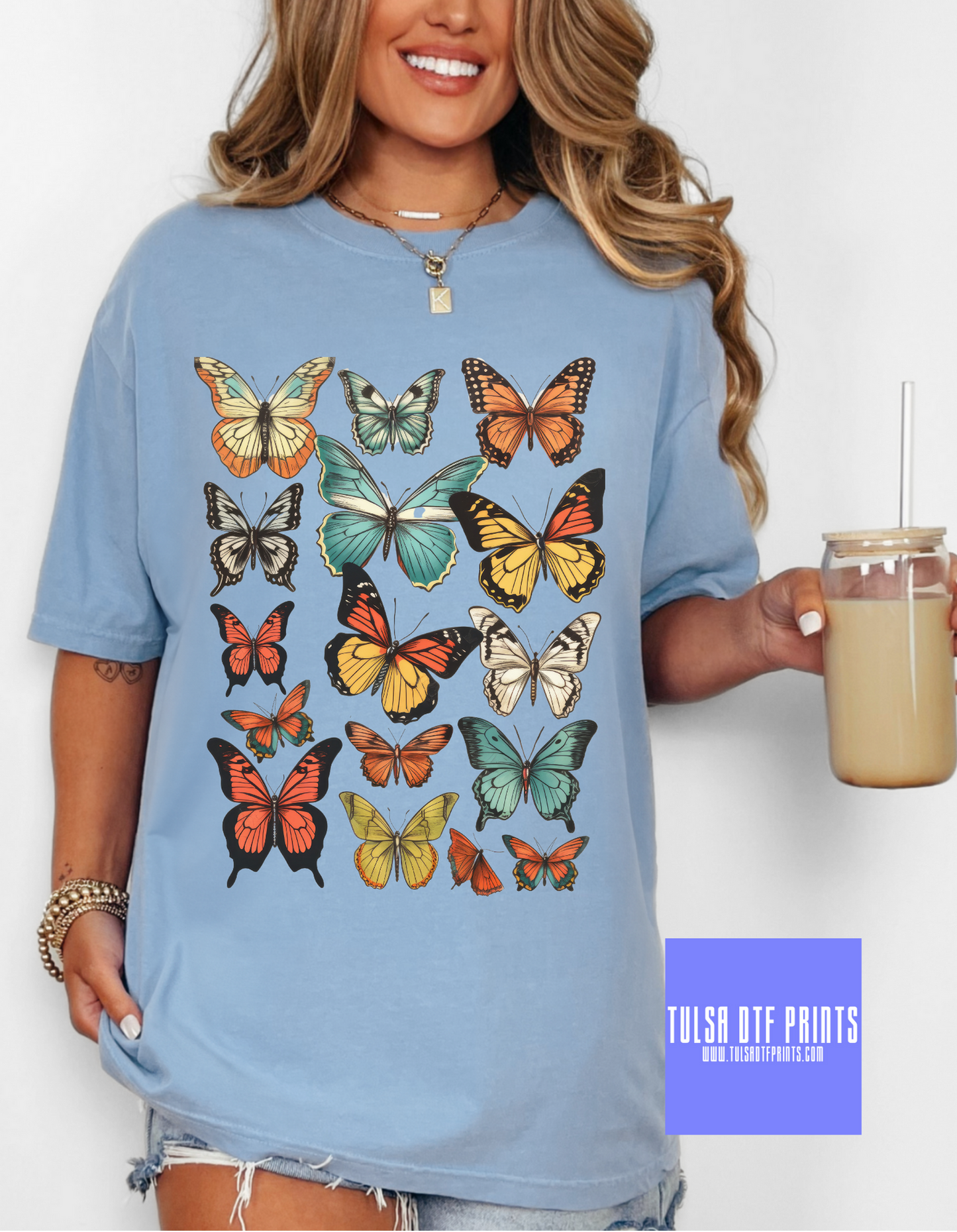 DTF BUTTERFLIES RETRO TRANSFER