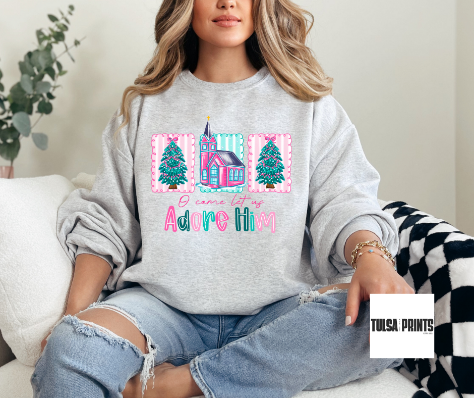 DTF ADORE HIM CHRISTMAS TRANSFER