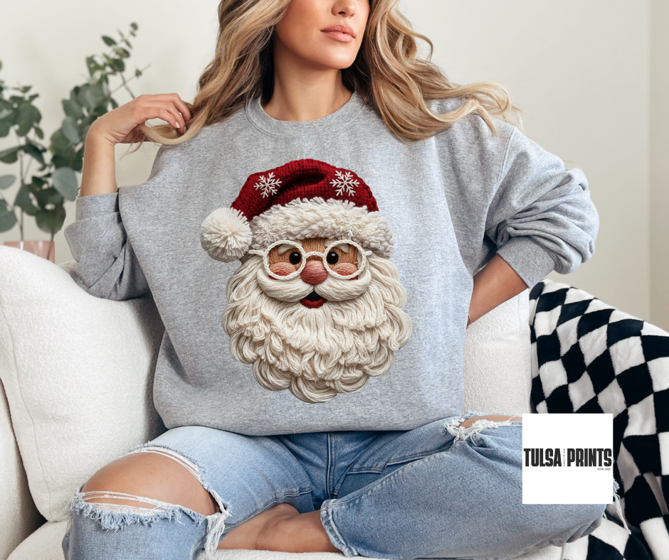 DTF SANTA FAUX CROCHET YARN TRANSFER
