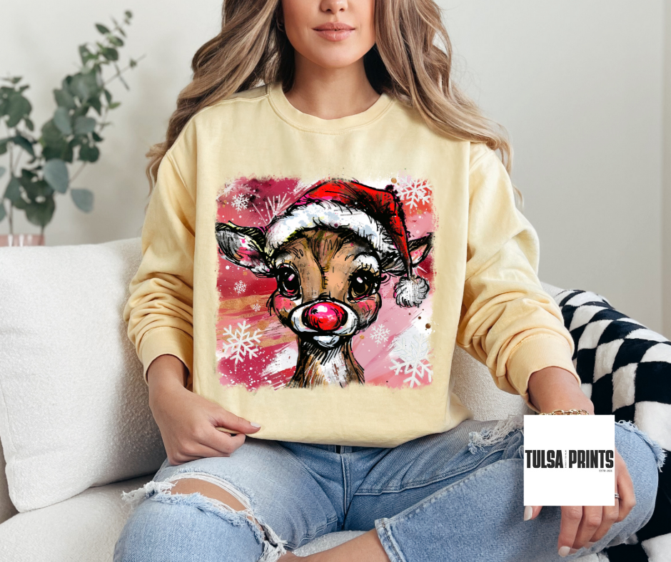 DTF RUDOLPH PINK BRUSHSTROKES TRANSFER