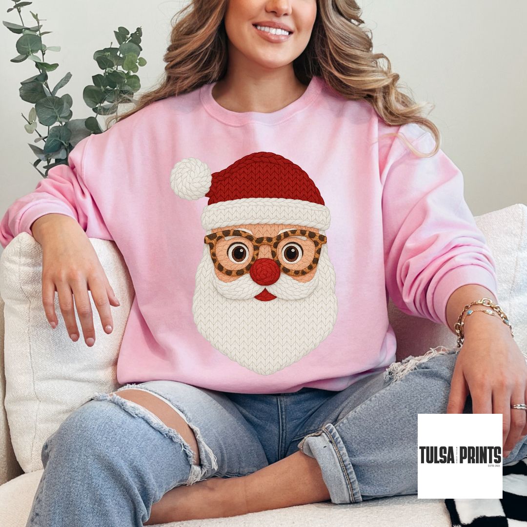 DTF SANTA CLAUS FAUX CROCHET TRANSFER (2 COLOR OPTIONS AVAIL.)