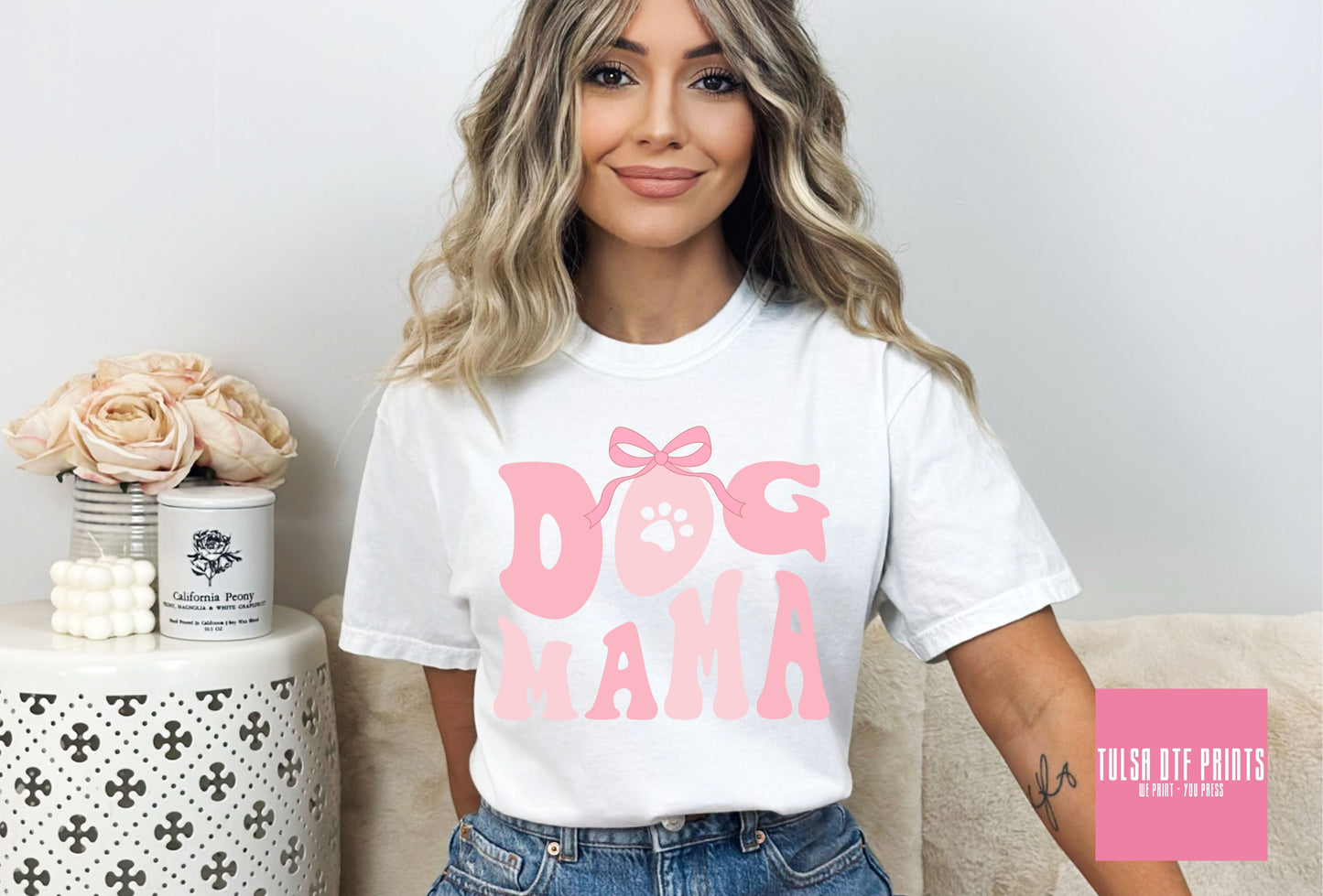DTF DOG MOM BUBBLE LETTERS COQUETTE TRANSFER