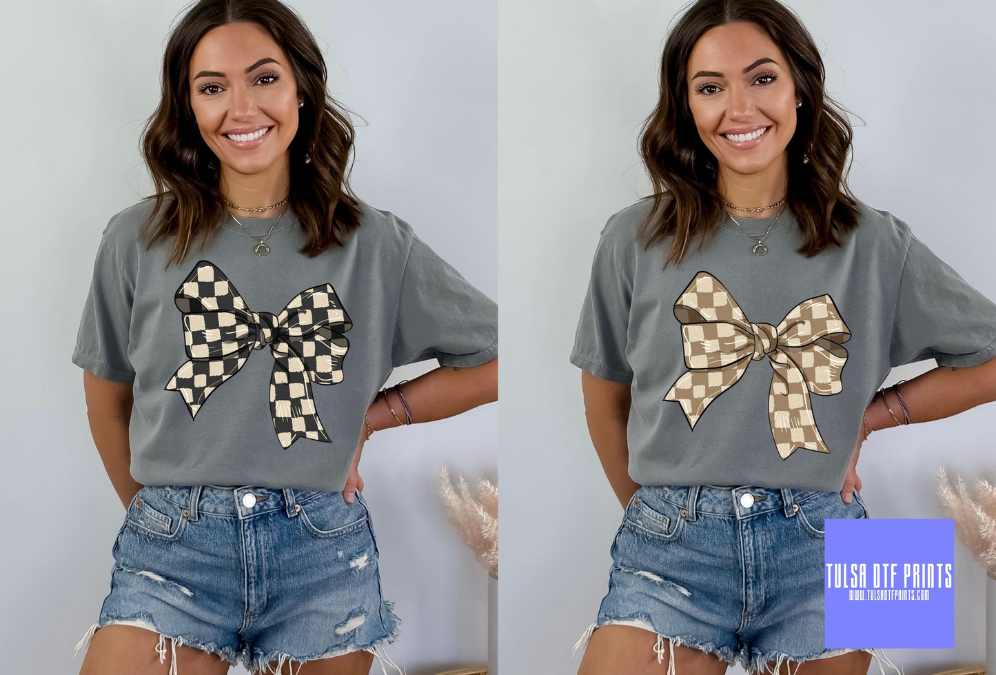 DTF GINGHAM BOWS COQUETTE (2 COLORS AVAIL.) TRANSFER