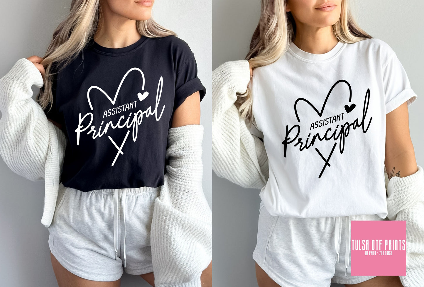 DTF ASSISTANT PRINCIPAL MINIMALIST HEART DESIGN (2 COLORS AVAILABLE) TRANSFER