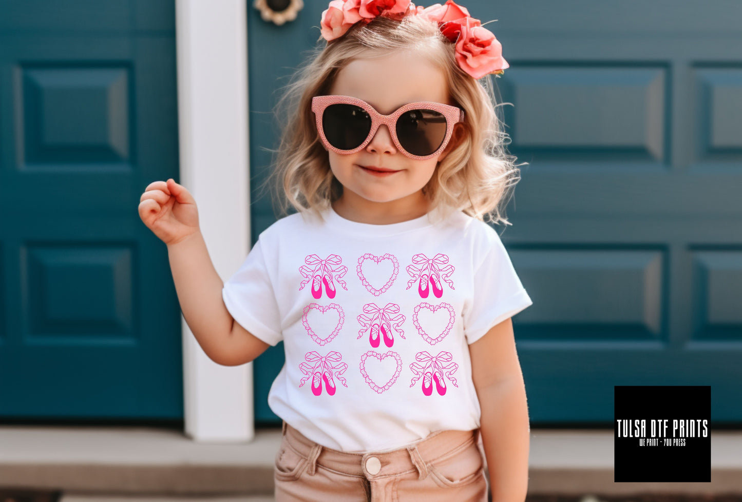 DTF BALLERINA SHOES W/ HEARTS TRANSFER