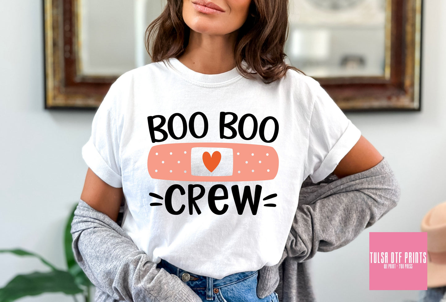 DTF BOO BOO CREW HEART BANDAGE TRANSFER