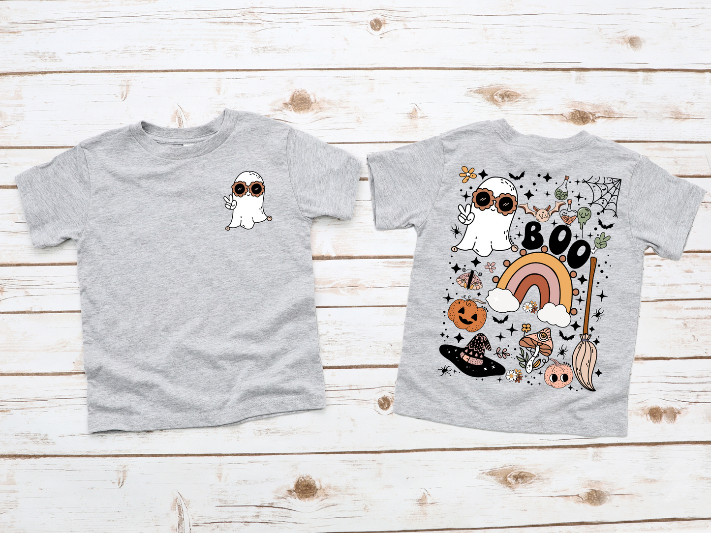 DTF BOO LITTLE GHOST FRONT AND BACK TRANSFER