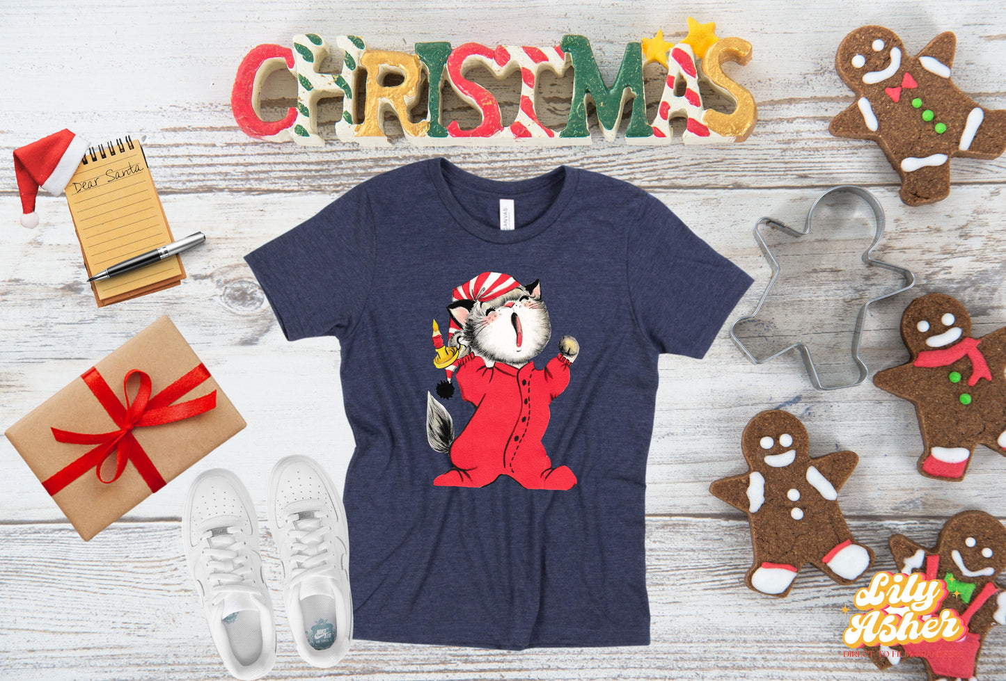 DTF CHRISTMAS CAT YAWNING TRANSFER