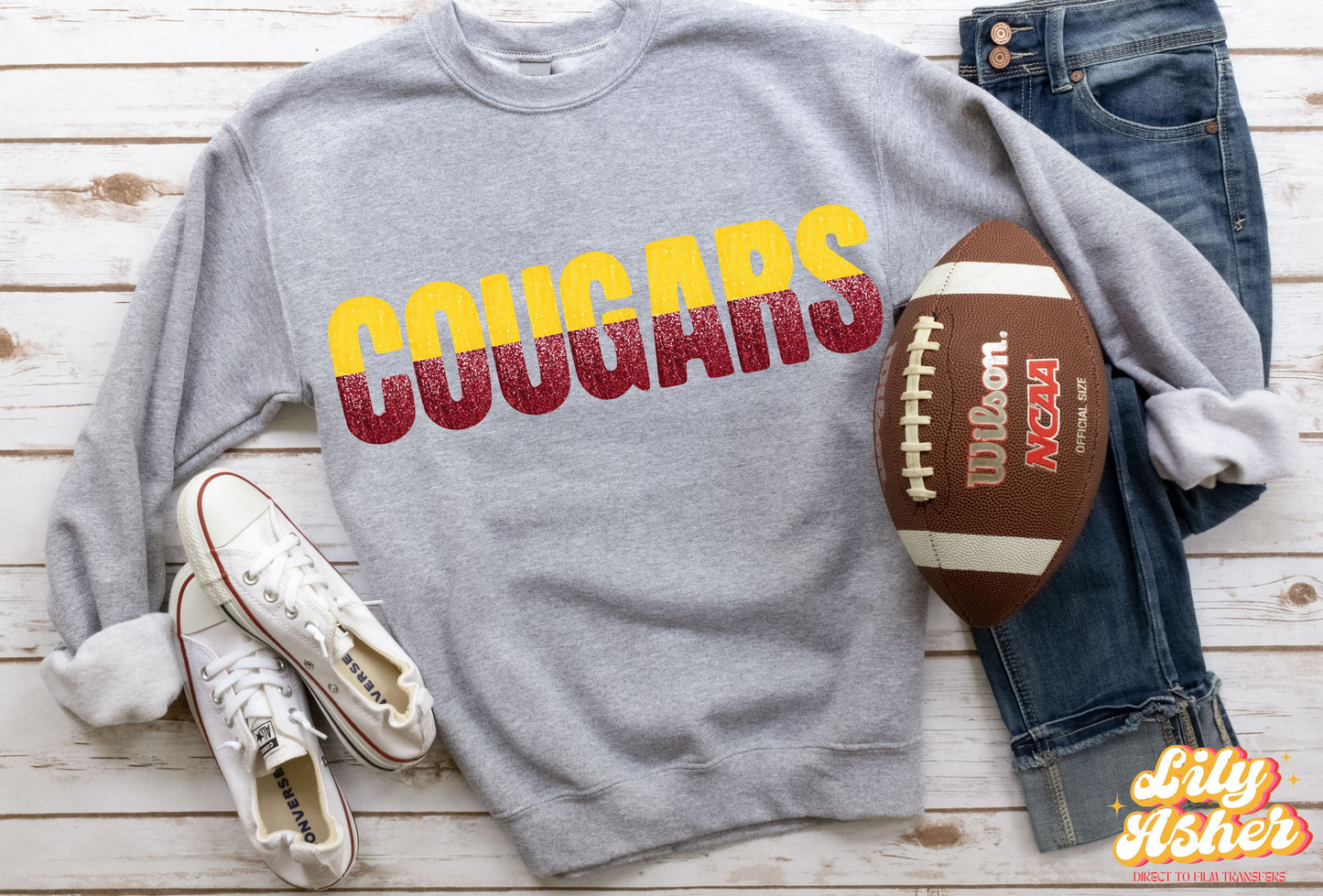 DTF COUGARS YELLOW/MAROON GAME DAY SPLIT DESIGN TRANSFER