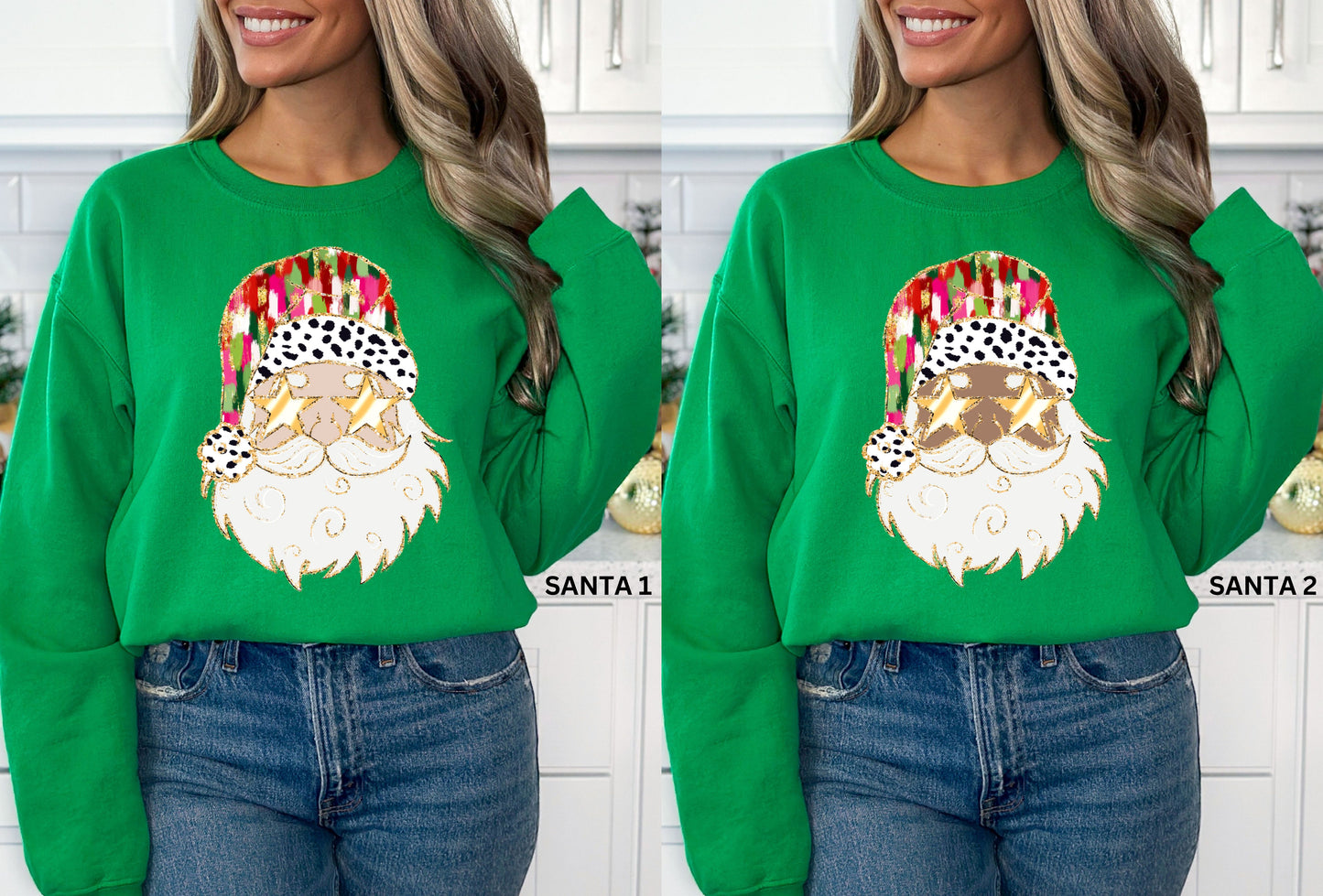 DTF CHRISTMAS BRUSH STROKES SANTA (2 OPTIONS AVAILABLE) TRANSFER
