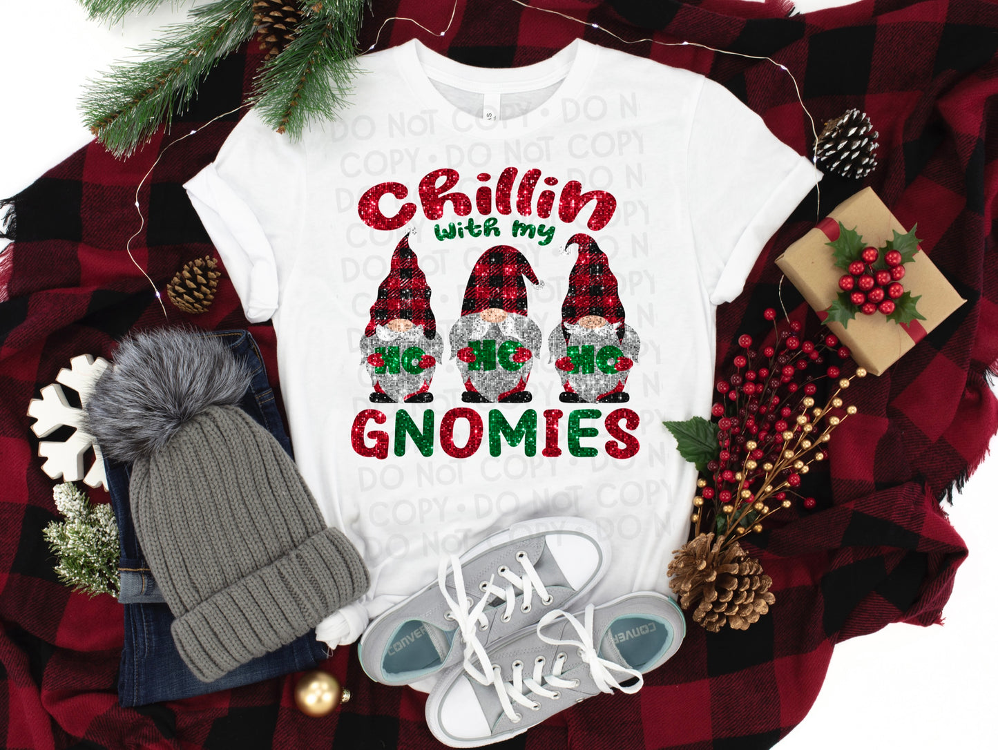 DTF CHILLIN' WITH MY GNOMIES FAUX SEQUIN TRANSFER