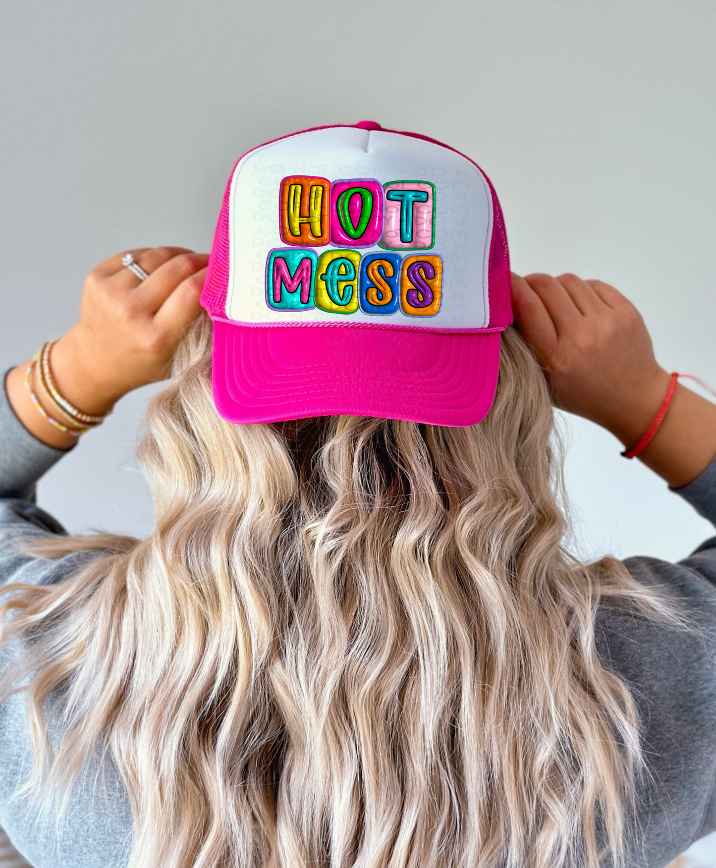 DTF HOT MESS 3D INFLATED LETTERS TRANSFER