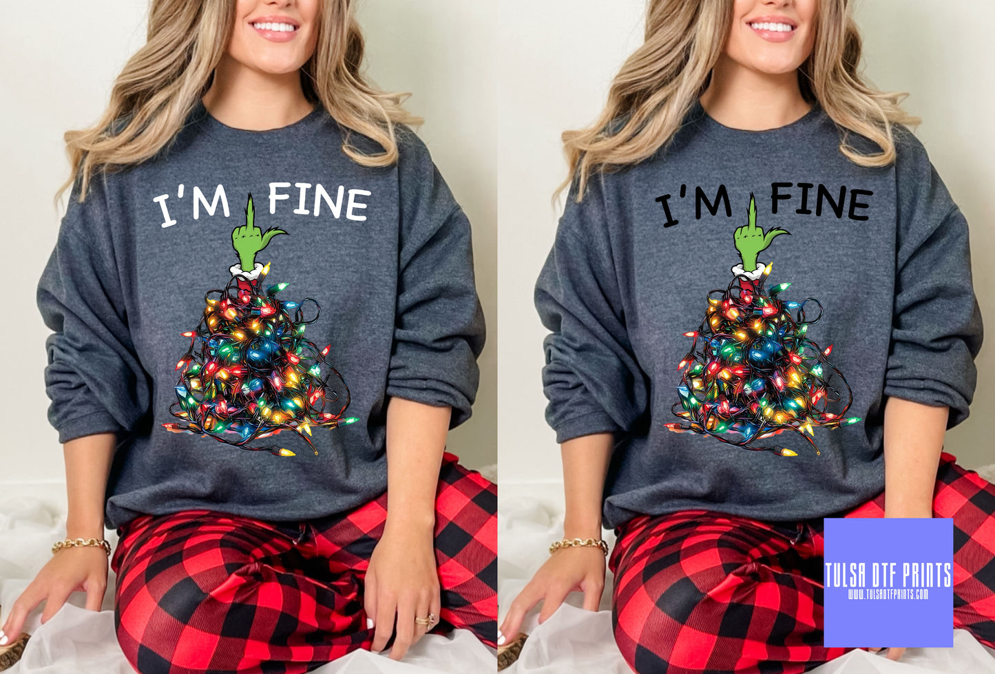 DTF I'M FINE GREEN HAND (2 COLORS AVAILABLE) TRANSFER