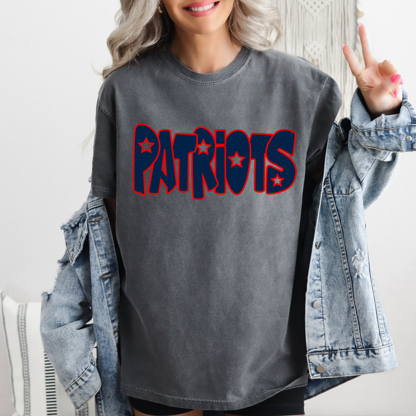 DTF PATRIOTS RED/NAVY DOODLE PNG