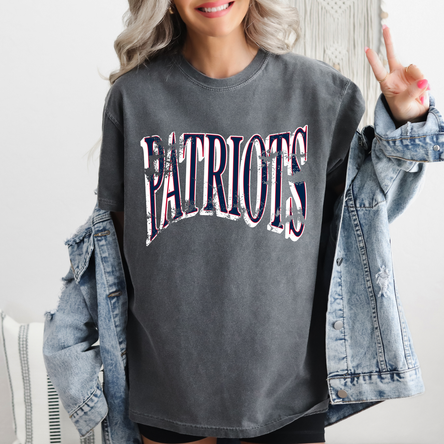 DTF PATRIOTS NAVY/RED CURVY PNG