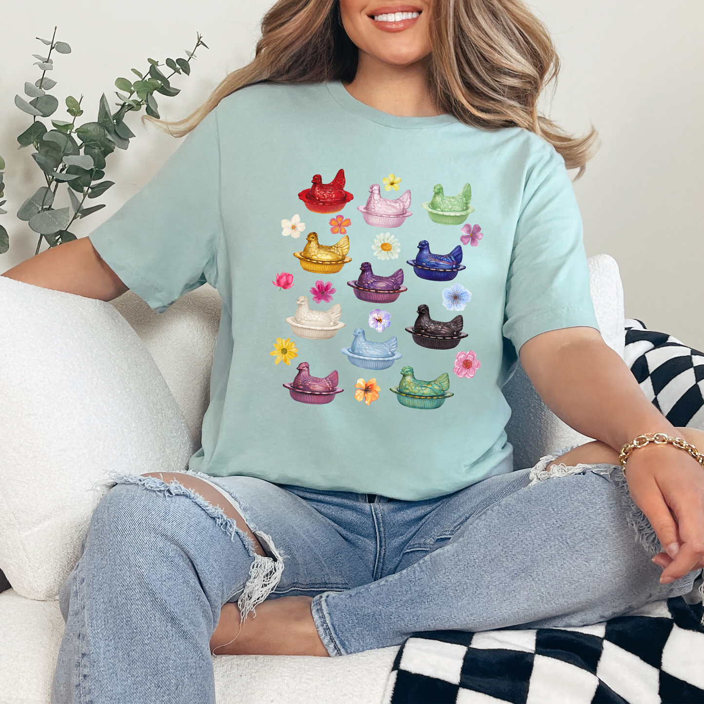 DTF RAINBOW HENS TRANSFER