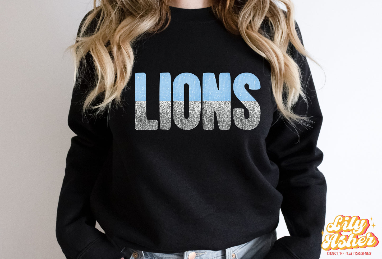 DTF LIONS ROYAL BLUE/WHITE GAME DAY SPLIT DESIGN TRANSFER