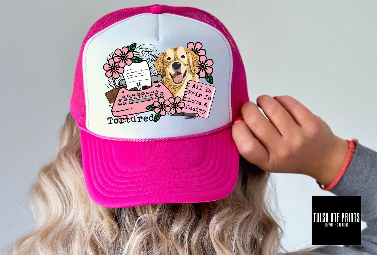 DTF LOVE AND POETRY FAUX HAT PATCH TRANSFER