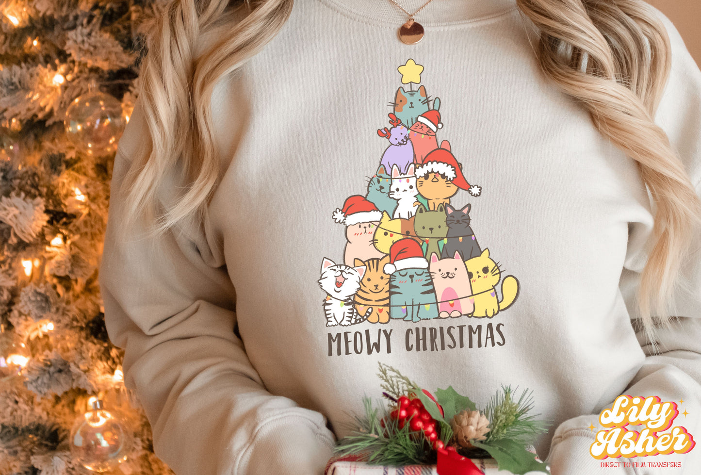 DTF MEOWY CHRISTMAS TRANSFER