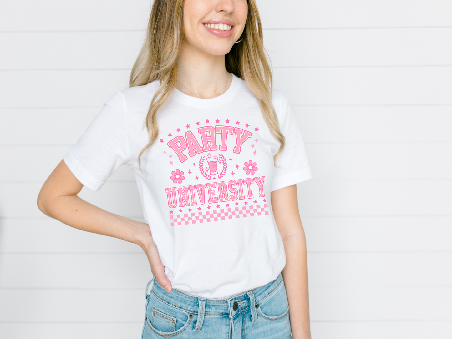 DTF PARTY UNIVERSITY PINK PRINT TRANSFER