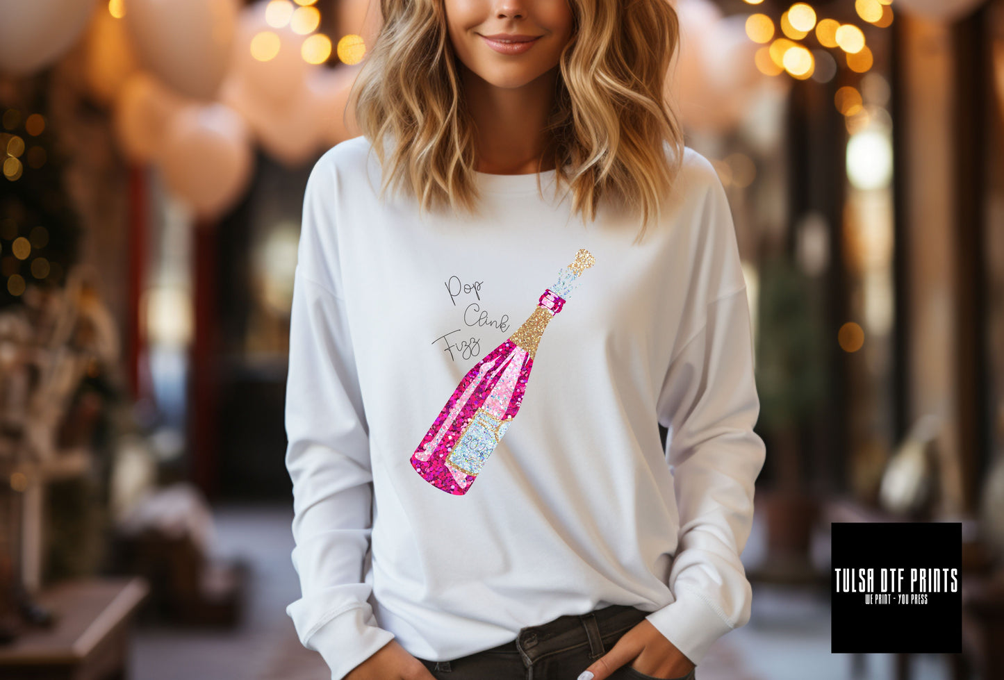 DTF POP CLINK FIZZ CHAMPAGNE TRANSFER