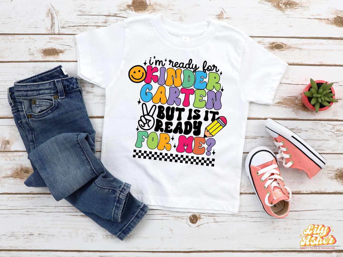 DTF READY FOR KINDERGARTEN PREPPY BACK2SCHOOL TRANSFER